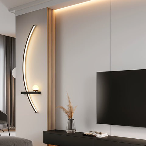Modern Wall Sconces Set Of Two, LED Arc Wall Sconces, Matte Black Wall Light Fixtures, 3000K\u002F4000K\u002F6000k Warm Light Wall Lamp, 3 Color Temperatures for Bathroom, Living Room, Bedroom, 32 Inch