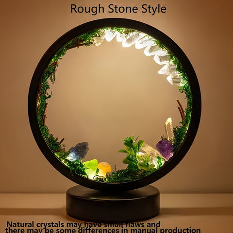Enchanting Bohemian Crystal Mushroom Night Light - USB-Powered, Adjustable Brightness Table Lamp with Polished Natural Stones & Artificial Greenery - Ideal for Bedroom & Living Room Ambiance - Great Valentine's Day or Birthday Gift, Mushroom Decor