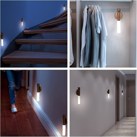 2 PCS Intelligent Rechargeable Magnetic Sensor USB LED Night Light - Human Body Sensor Wall and Cordless Wall Light for Motion Detection, Suitable for Home Bedroom, Kitchen and Bathroom Wall Sensor Light, Anti-collision and Anti-fall At Night
