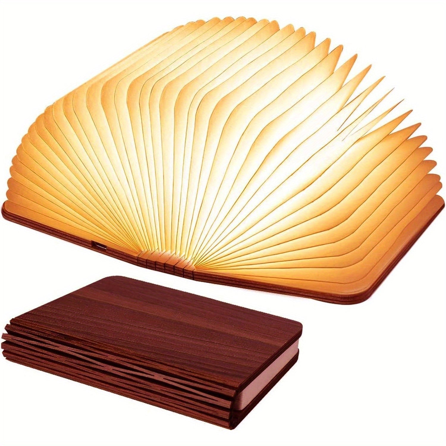 1pc Wooden Book Lamp - USB Rechargeable Folding Night Light with Magnetic Design, Adjustable Striped Desk Lamp for Bedroom & Office Decor - Perfect Creative Gift for Family and Friends, Table Lamp for Bedroom
