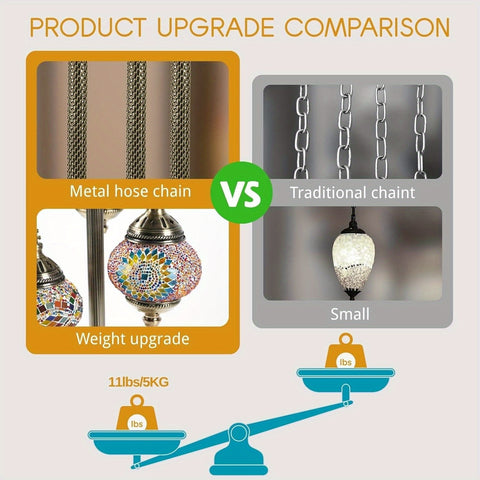 3 Ball Turkish Moroccan Table Lamp, Handmade Mosaic Glass, Bohemian Style, Metal Base, Colorful Atmosphere Light, Suitable for Living Room And Bedroom, with LED Bulb
