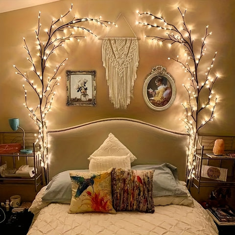 Wall Light Soft Vine Light, 96\u002F144 LED Beads, 8 Modes Branch Light, USB Powered Indoor Decoration Atmosphere Light, Suitable For Bedroom, Room, Party, Holiday, Christmas Birthday Gift Is Very Suitable As A Christmas Gift