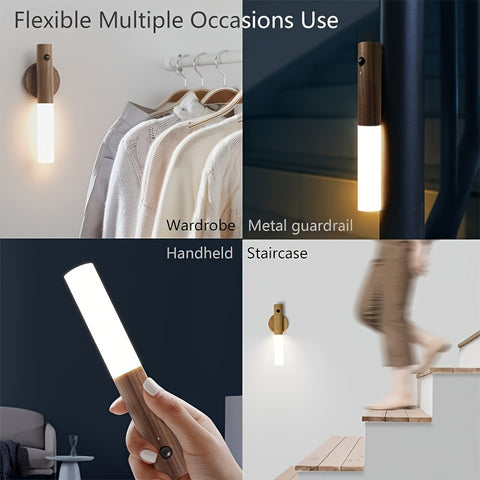 2 PCS Intelligent Rechargeable Magnetic Sensor USB LED Night Light - Human Body Sensor Wall and Cordless Wall Light for Motion Detection, Suitable for Home Bedroom, Kitchen and Bathroom Wall Sensor Light, Anti-collision and Anti-fall At Night