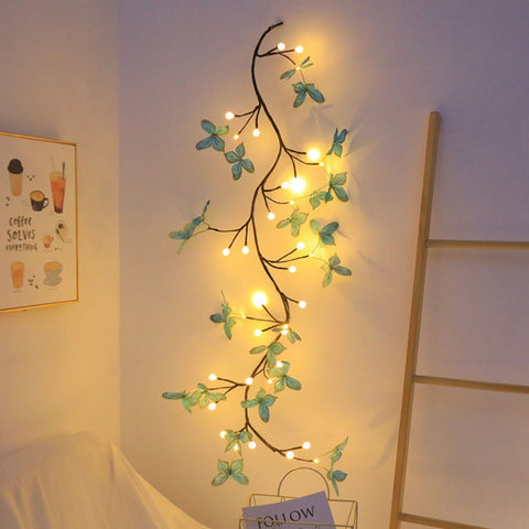 1pc 1.2M 48 Led\u002F1.6M 72 Led Romantic Butterfly Decoration Bendable Modeling Rattan Fairy Lights With Remote Control, Home Wedding Mother'S Day Valentine'S Day Party Bedroom Living Room Wall Decoration Modeling Light, Outdoor Tree Branch Ambient Light