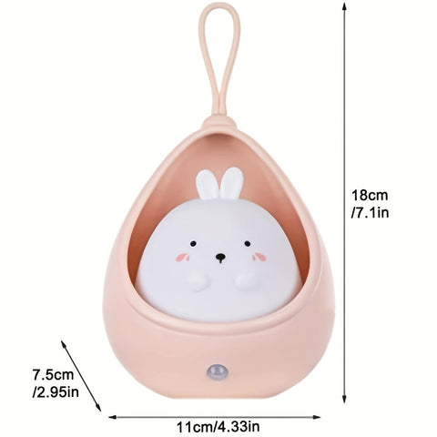 Smart Night Light Motion Sensor Warm Light USB Rechargeable Cute Animal LED Desk Lamp Gifts Silicone Wall Lights for Bedroom, Modern Style, Solid Color, USB Powered, Lithium Battery, Plastic Shade, Tabletop Mounting, Downlight Lighting Method, Switch Cont