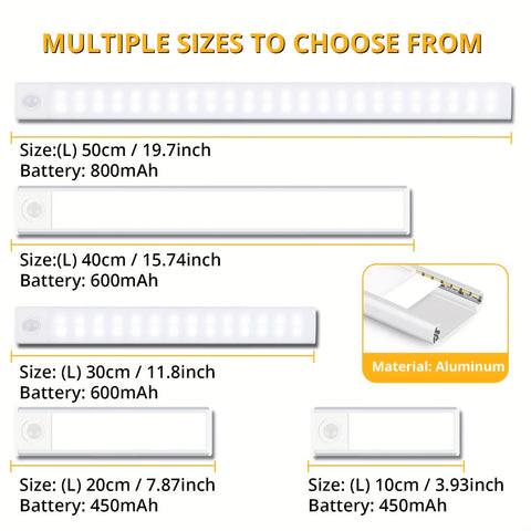 4\u002F2pcs Motion Sensor Under Cabinet Lights, 3 Color Temperatures Wireless USB Rechargeable Night Light, Indoor Closet Lights, Stick-On Anywhere Magnetic Under-Counter Light Fixtures For Kitchen Cabinet Wardrobe Cupboard Stairs, Available In 2pcs.