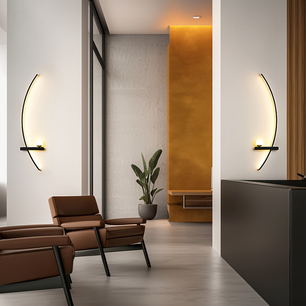 Modern Wall Sconces Set Of Two, LED Arc Wall Sconces, Matte Black Wall Light Fixtures, 3000K\u002F4000K\u002F6000k Warm Light Wall Lamp, 3 Color Temperatures for Bathroom, Living Room, Bedroom, 32 Inch