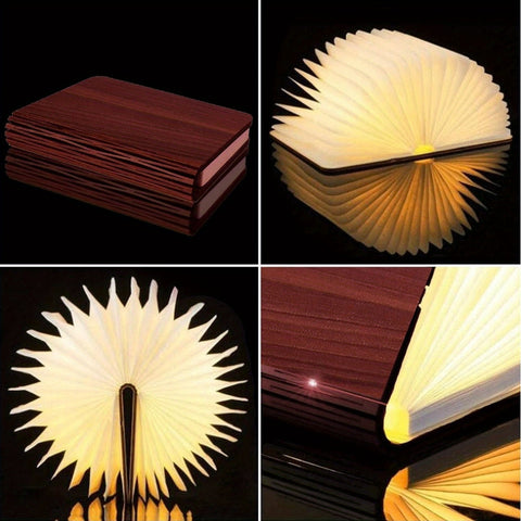 1pc Wooden Book Lamp - USB Rechargeable Folding Night Light with Magnetic Design, Adjustable Striped Desk Lamp for Bedroom & Office Decor - Perfect Creative Gift for Family and Friends, Table Lamp for Bedroom