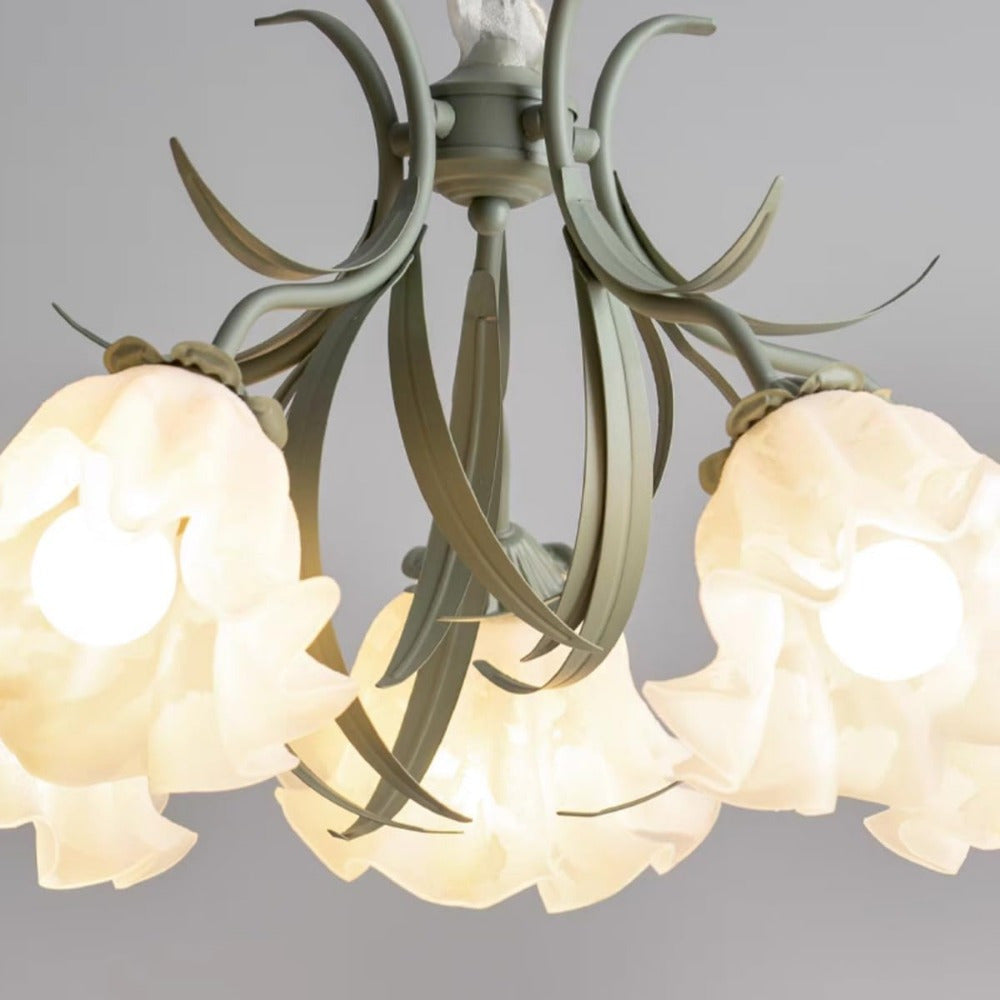 5-Light Flower LED Pendant Light Chandeliers, French Style Ceiling Pendant Light Fixture Wall Dimming 3000-6000K Elegant Ceiling Light Lamp for Living Room Bedroom Home Decoration Tools