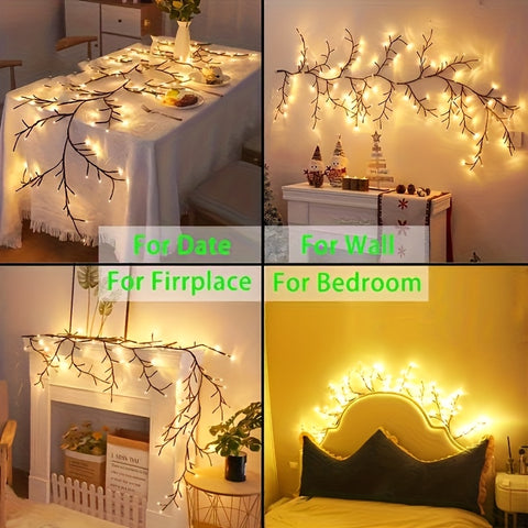 Wall Light Flexible Rattan Rattan Lamp, 96pcs LED Lamp Beads, 8 Modes Branch Lights, USB Power Supply Interior Decoration Atmosphere Light, Suitable for Bedroom, Living Room, Party, Festival, Christmas, Birthday Gifts Very Suitable As Christmas Gifts