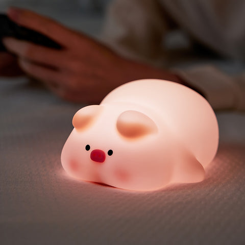 Cute Pig Night Light with Motion Sensor & USB Rechargeable - Soft Glow Bedside Lamp, Pink & White Artificial Safe Sleep Companion & Adults, Valentine's Day Gift, Bedtime Lighting, Holiday Gift Idea, Playful Design, Decorative Lamp, Highquality Material, D