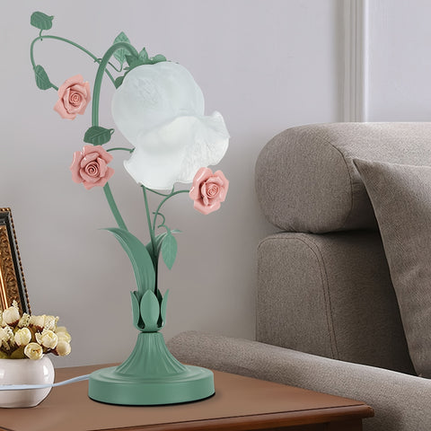 Flower Glass Table Lamp Desk Night Light Home Decor Glass Lampshade