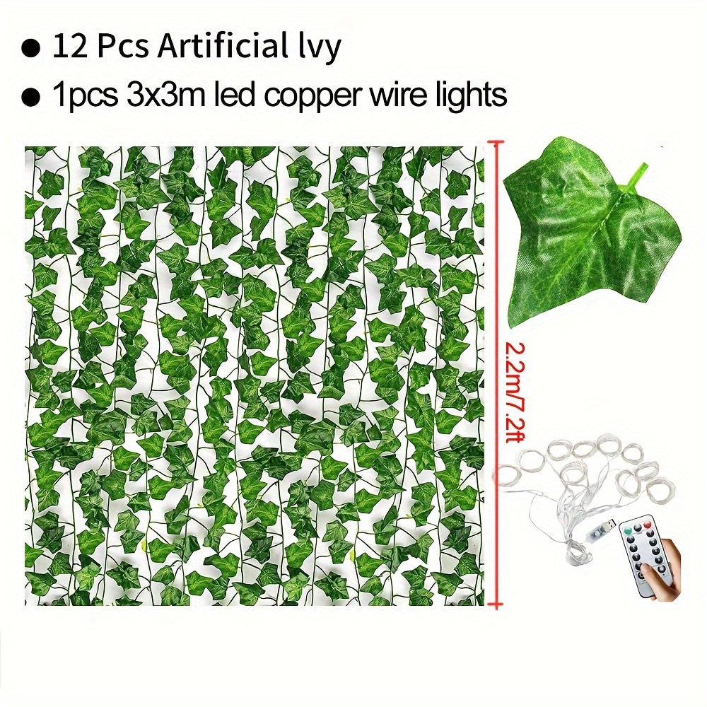 300 LED Fairy Lights with 12 Vines - Ivy LED Curtain Lights for Dorm, Wedding, Party, Wall, Indoor, Outdoor Bedroom Decoration
