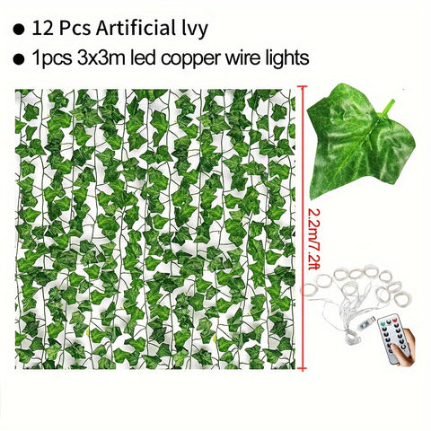 300 LED Fairy Lights with 12 Vines - Ivy LED Curtain Lights for Dorm, Wedding, Party, Wall, Indoor, Outdoor Bedroom Decoration