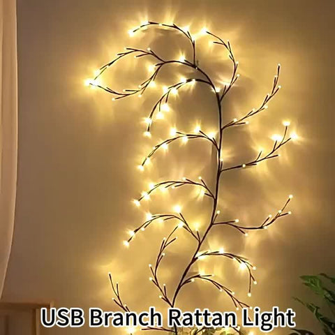 Wall Light Flexible Rattan Rattan Lamp, 96pcs LED Lamp Beads, 8 Modes Branch Lights, USB Power Supply Interior Decoration Atmosphere Light, Suitable for Bedroom, Living Room, Party, Festival, Christmas, Birthday Gifts Very Suitable As Christmas Gifts