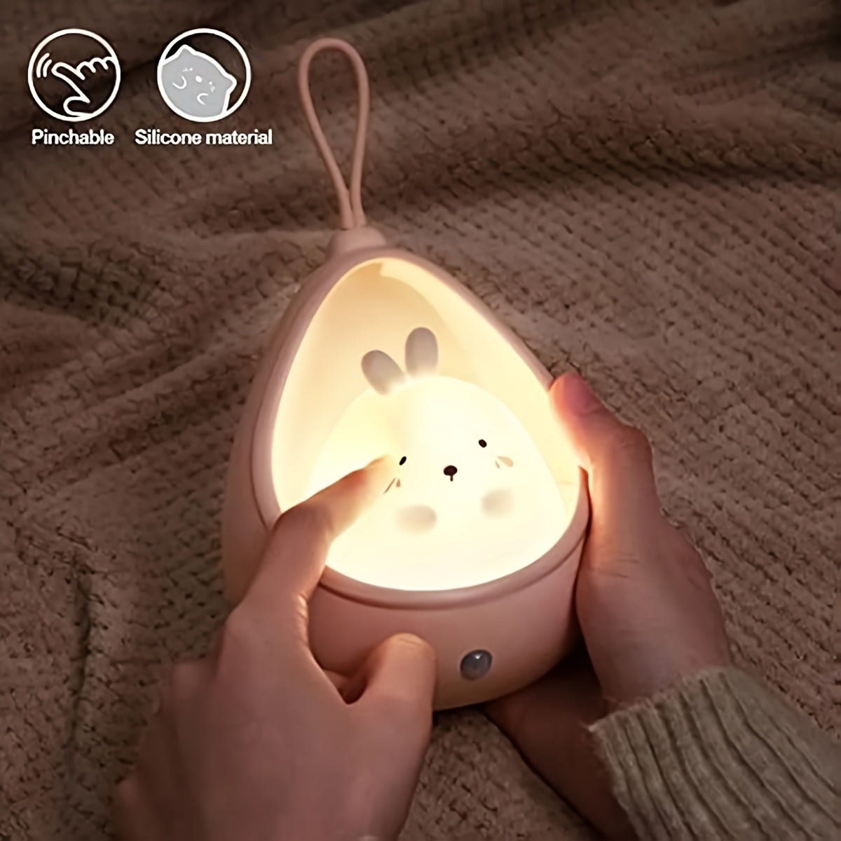 Smart Night Light Motion Sensor Warm Light USB Rechargeable Cute Animal LED Desk Lamp Gifts Silicone Wall Lights for Bedroom, Modern Style, Solid Color, USB Powered, Lithium Battery, Plastic Shade, Tabletop Mounting, Downlight Lighting Method, Switch Cont