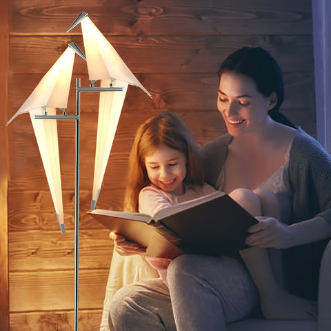 Swingable Bird Floor Lamp 69 Inch Golden Two Swingable Bird Floor Lamps | Creative Home Decor, Modern Silvery Origami Bird Standing Lamp, Reading Lamp for Living Rooms, Bedrooms, Dining Rooms & Offices, Stable Base