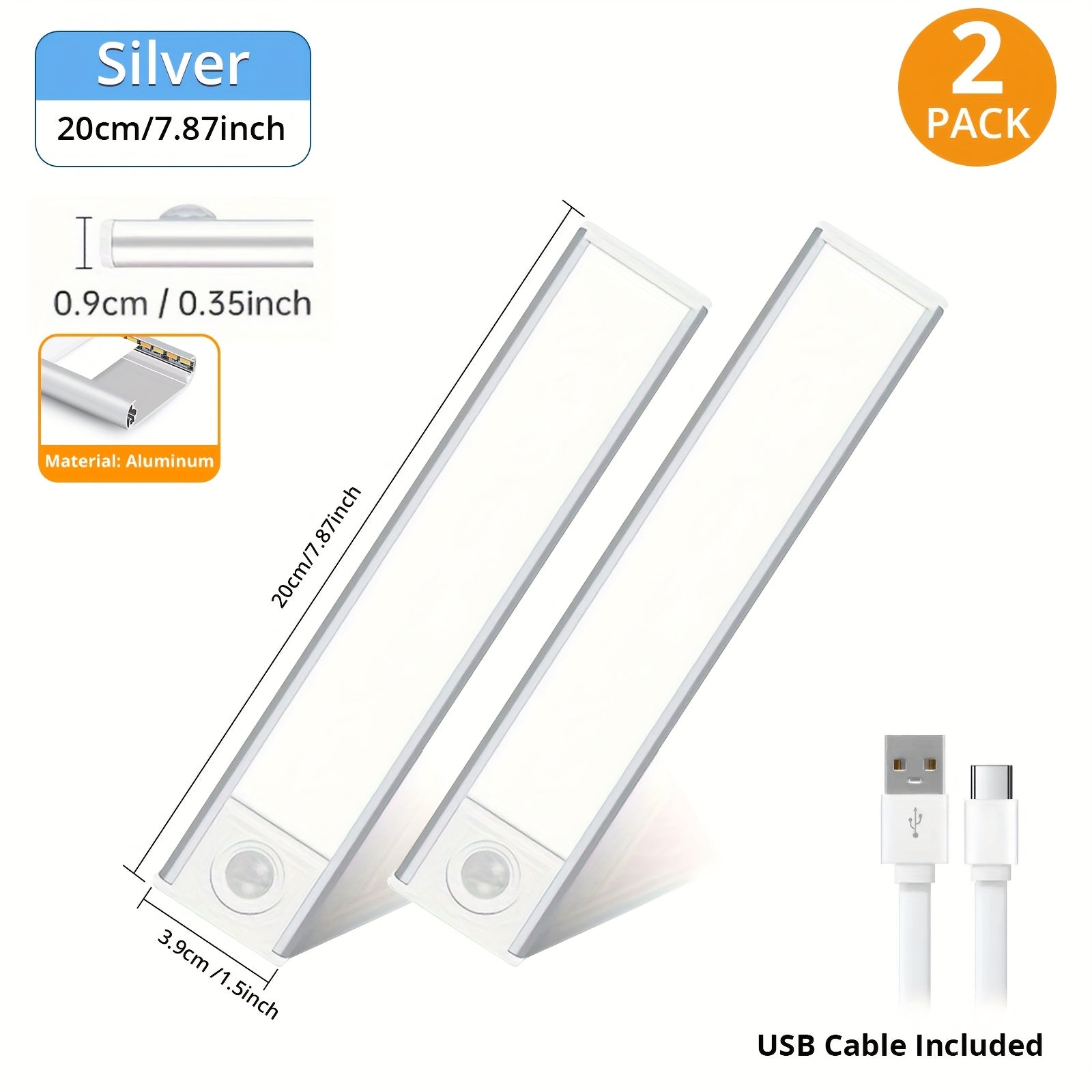 4\u002F2pcs Motion Sensor Under Cabinet Lights, 3 Color Temperatures Wireless USB Rechargeable Night Light, Indoor Closet Lights, Stick-On Anywhere Magnetic Under-Counter Light Fixtures For Kitchen Cabinet Wardrobe Cupboard Stairs, Available In 2pcs.