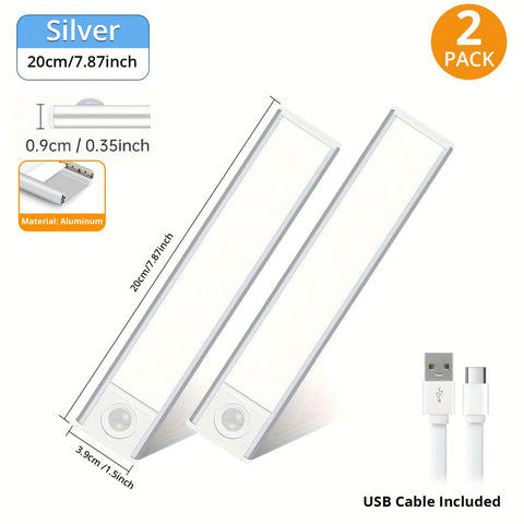 4\u002F2pcs Motion Sensor Under Cabinet Lights, 3 Color Temperatures Wireless USB Rechargeable Night Light, Indoor Closet Lights, Stick-On Anywhere Magnetic Under-Counter Light Fixtures For Kitchen Cabinet Wardrobe Cupboard Stairs, Available In 2pcs.