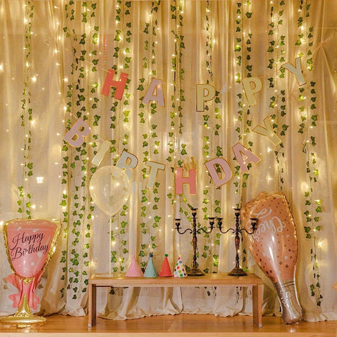 300 LED Fairy Lights with 12 Vines - Ivy LED Curtain Lights for Dorm, Wedding, Party, Wall, Indoor, Outdoor Bedroom Decoration