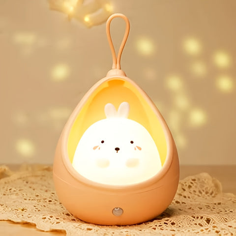 Smart Night Light Motion Sensor Warm Light USB Rechargeable Cute Animal LED Desk Lamp Gifts Silicone Wall Lights for Bedroom, Modern Style, Solid Color, USB Powered, Lithium Battery, Plastic Shade, Tabletop Mounting, Downlight Lighting Method, Switch Cont