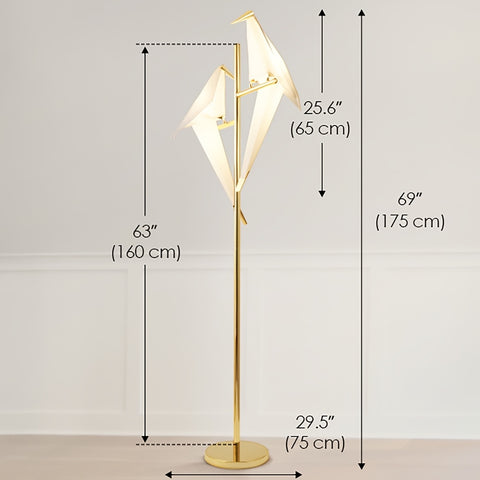 Swingable Bird Floor Lamp 69 Inch Golden Two Swingable Bird Floor Lamps | Creative Home Decor, Modern Silvery Origami Bird Standing Lamp, Reading Lamp for Living Rooms, Bedrooms, Dining Rooms & Offices, Stable Base