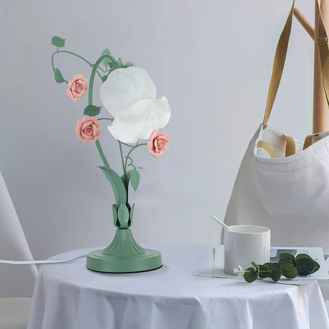 Flower Glass Table Lamp Desk Night Light Home Decor Glass Lampshade