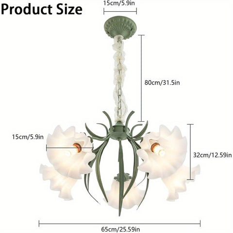 5-Light Flower LED Pendant Light Chandeliers, French Style Ceiling Pendant Light Fixture Wall Dimming 3000-6000K Elegant Ceiling Light Lamp for Living Room Bedroom Home Decoration Tools