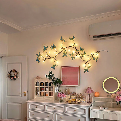 1pc 1.2M 48 Led\u002F1.6M 72 Led Romantic Butterfly Decoration Bendable Modeling Rattan Fairy Lights With Remote Control, Home Wedding Mother'S Day Valentine'S Day Party Bedroom Living Room Wall Decoration Modeling Light, Outdoor Tree Branch Ambient Light