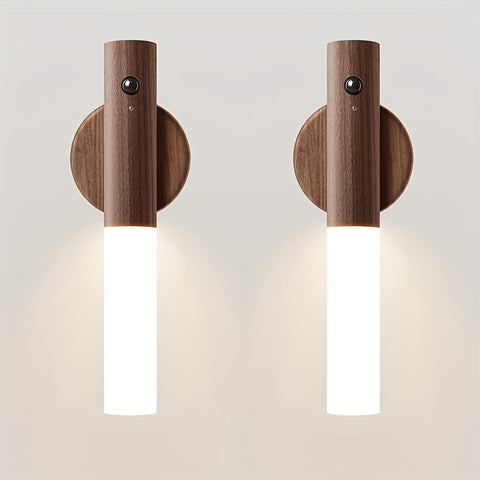 2 PCS Intelligent Rechargeable Magnetic Sensor USB LED Night Light - Human Body Sensor Wall and Cordless Wall Light for Motion Detection, Suitable for Home Bedroom, Kitchen and Bathroom Wall Sensor Light, Anti-collision and Anti-fall At Night