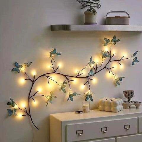 1pc 1.2M 48 Led\u002F1.6M 72 Led Romantic Butterfly Decoration Bendable Modeling Rattan Fairy Lights With Remote Control, Home Wedding Mother'S Day Valentine'S Day Party Bedroom Living Room Wall Decoration Modeling Light, Outdoor Tree Branch Ambient Light